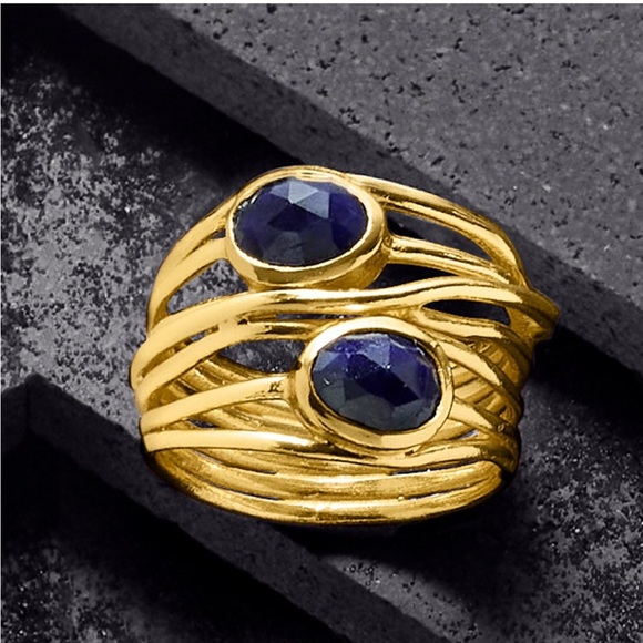 18k Precious Gemstone Turquoise Emerald Sapphire Wire Wrap Ring - Picture 15 of 16